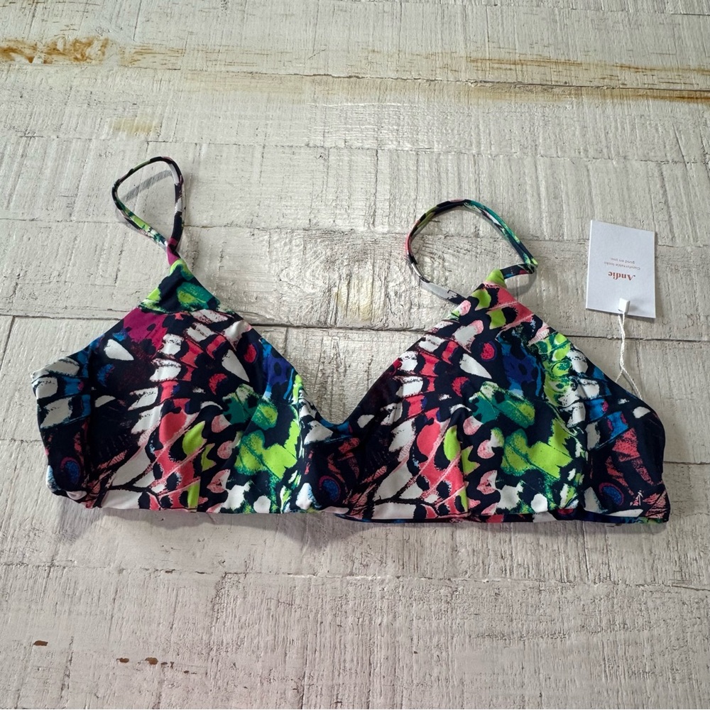 Andie Multicolor Scoop Bikini Top - Navy, Pink, Green, Blue - Picture 3 of 13
